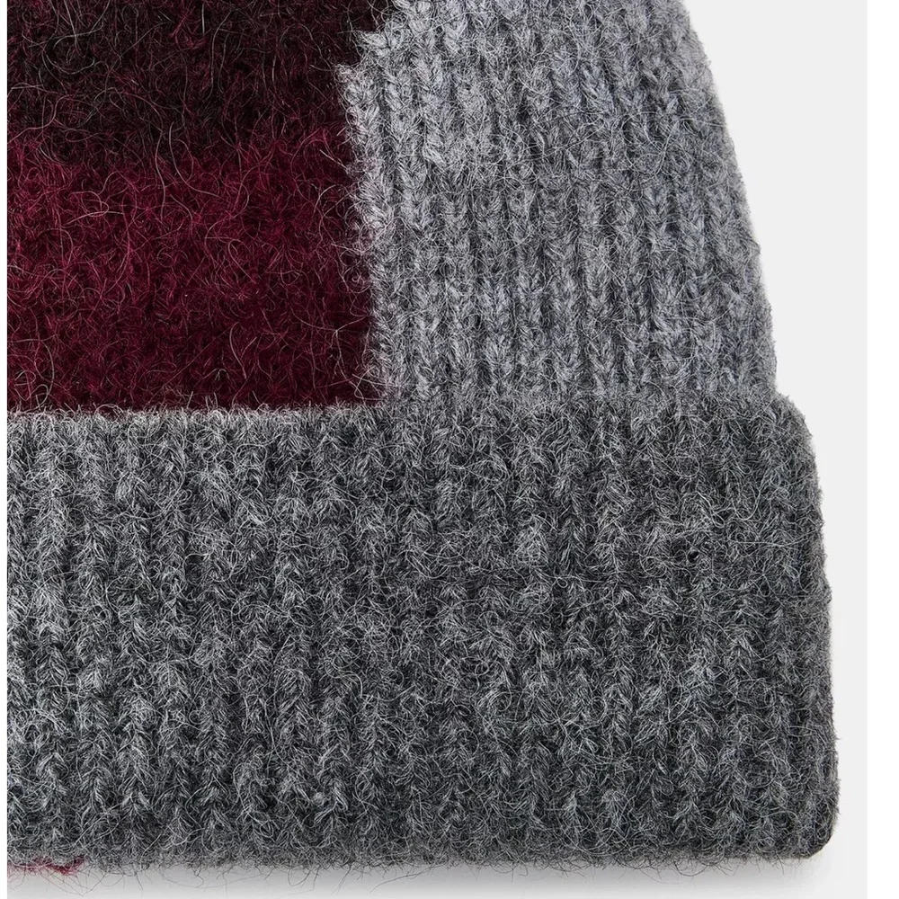 Zara NWT printed knit wool blend beanie 3739/007